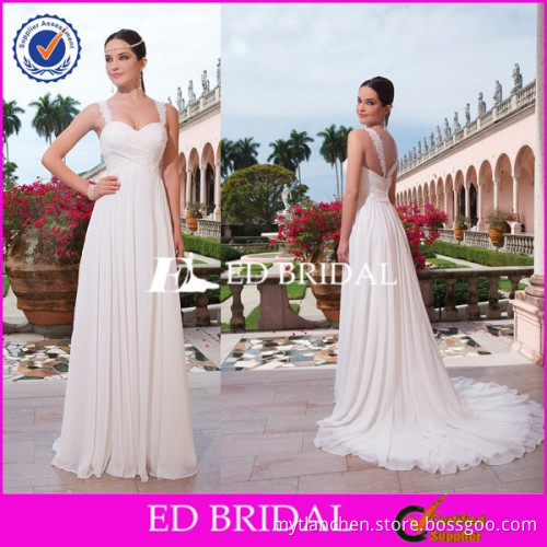 CE1258 Cheap Made In China Lace Strap Chiffon Empire Waist Maternity Wedding Dresses